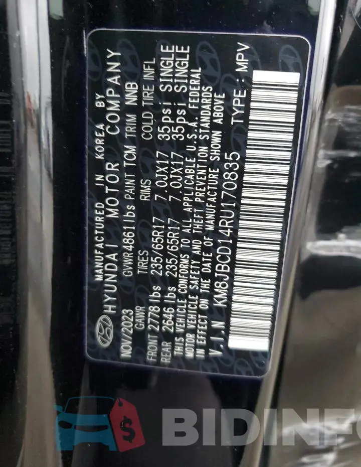 KM8JBCD14RU170835 Photo# 13