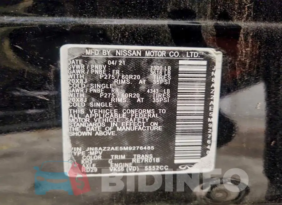 JN8AZ2AE5M9273814 Photo# 14