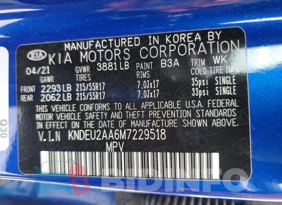 KNDEU2AA6M7229518 Photo# 13