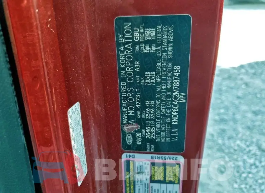 KNDP6CAC2M7887458 Photo# 14