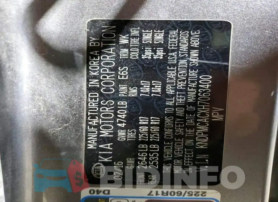 KNDPMCACXH7063400 Photo# 13
