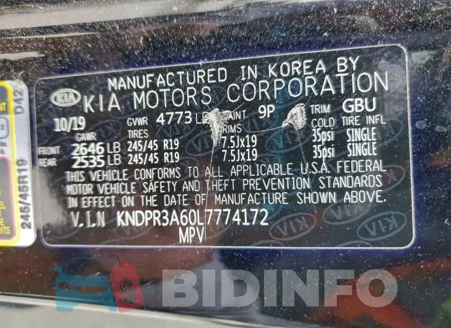 KNDPR3A60L7774172 Photo# 12