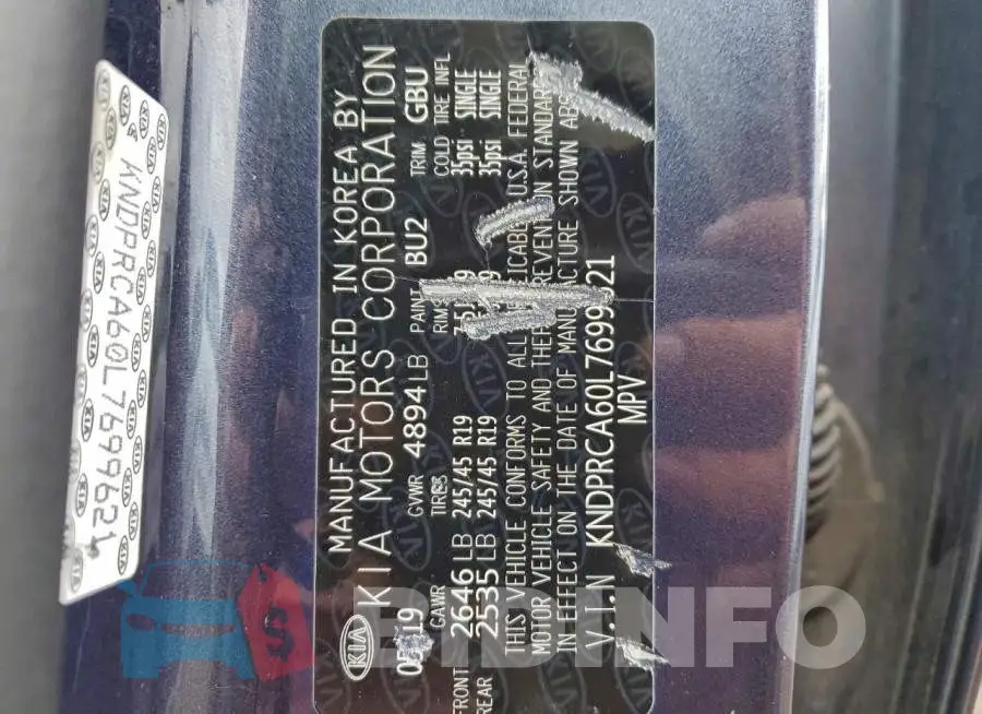 KNDPRCA60L7699621 Photo# 13