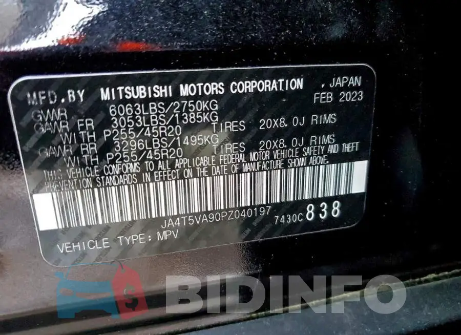 JA4T5VA90PZ040197 Photo# 14