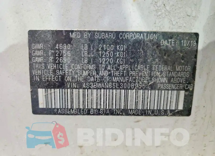 4S3BWAN65L3006955 Photo# 12