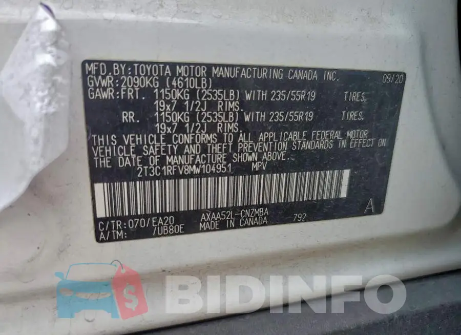 2T3C1RFV8MW104951 Photo# 12