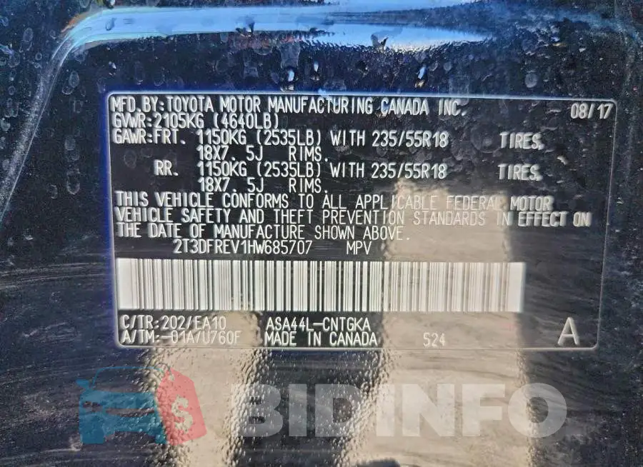 2T3DFREV1HW685707 Photo# 13