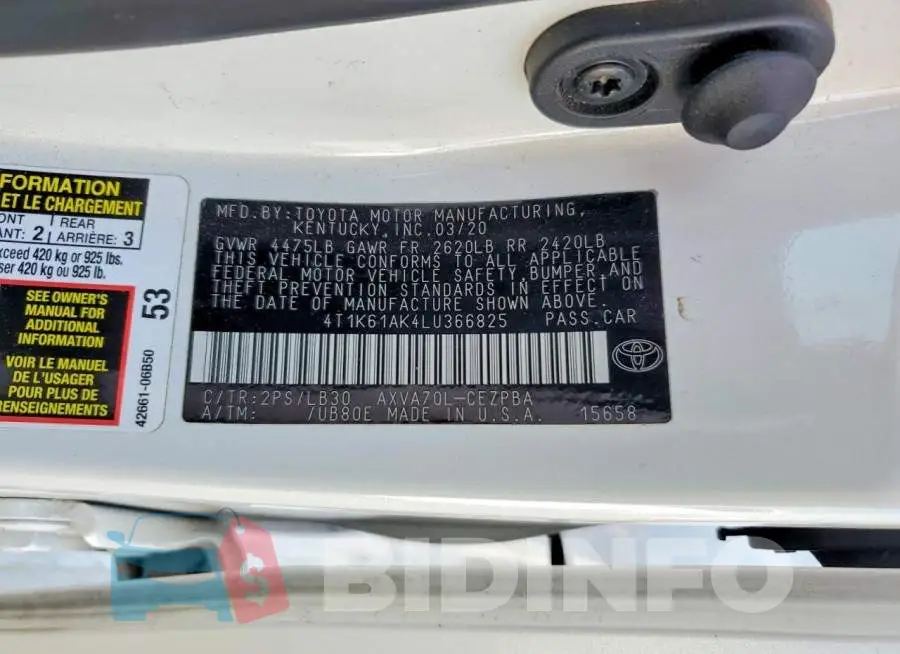 4T1K61AK4LU366825 Photo# 12