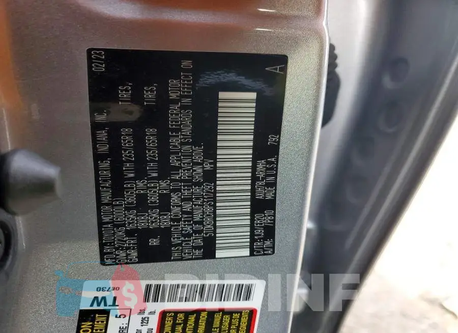 5TDKBRCH8PS117292 Photo# 13