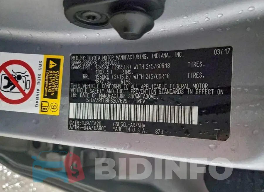 5TDZZRFH8HS207629 Photo# 13