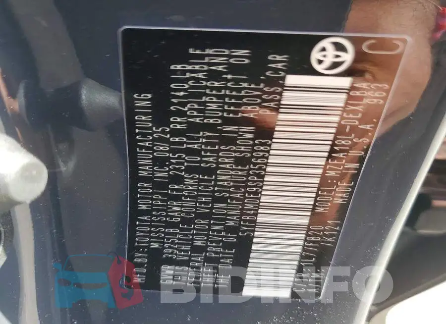 5YFB4MDE9SP356983 Photo# 12