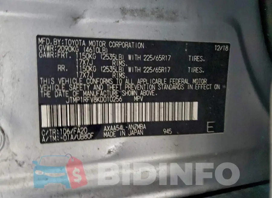 JTMP1RFV8KD010256 Photo# 13