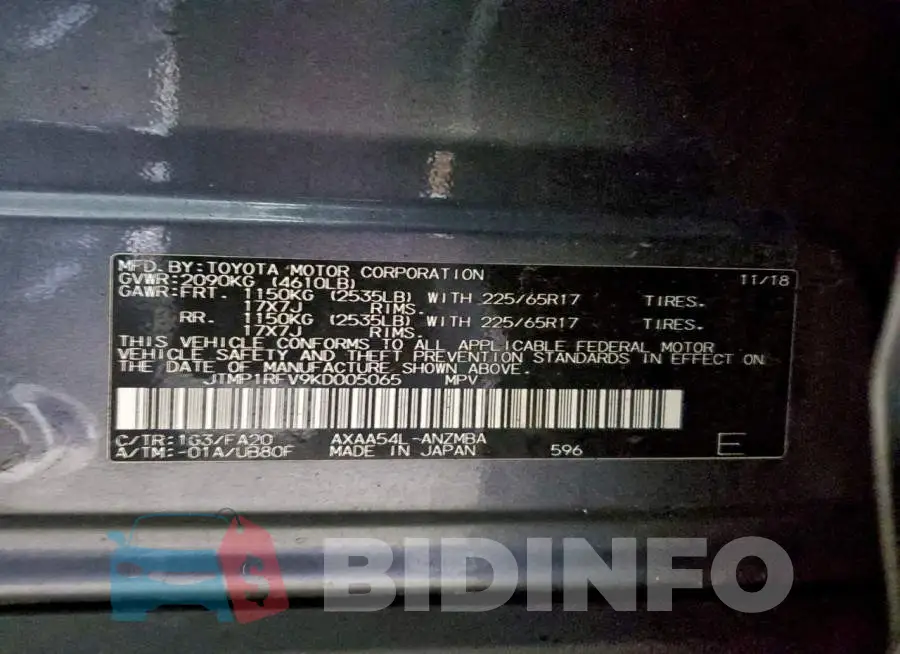 JTMP1RFV9KD005065 Photo# 13