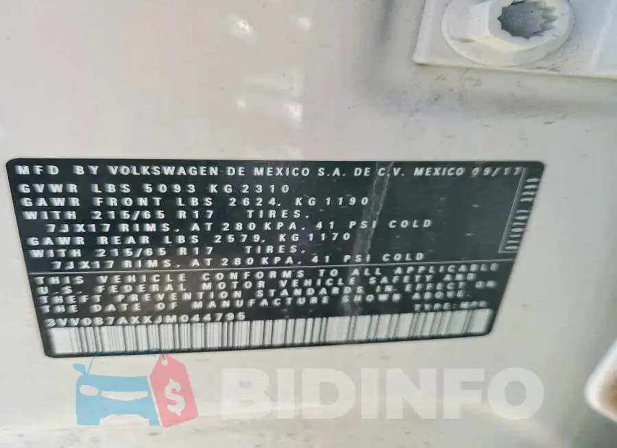 3VV0B7AXXJM044795 Photo# 13