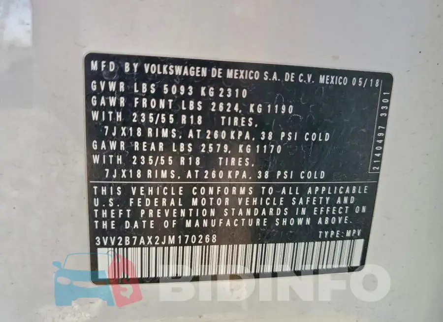 3VV2B7AX2JM170268 Photo# 13