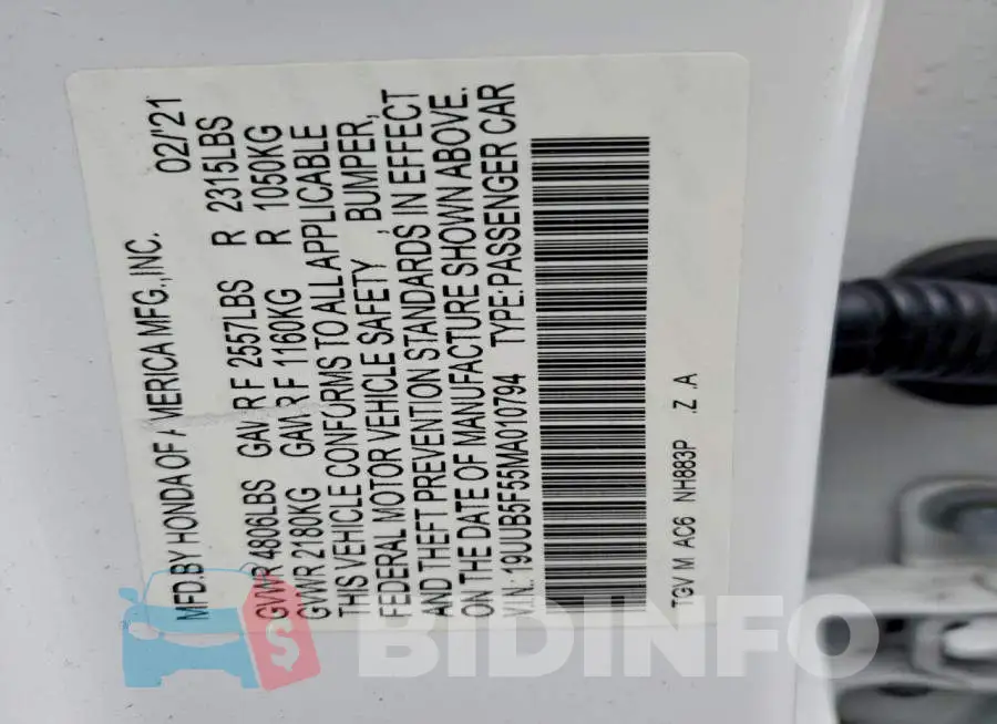 19UUB5F55MA010794 Photo# 12