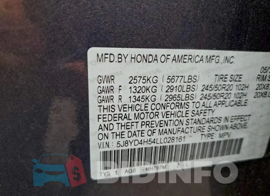 5J8YD4H54LL028161 Photo# 14
