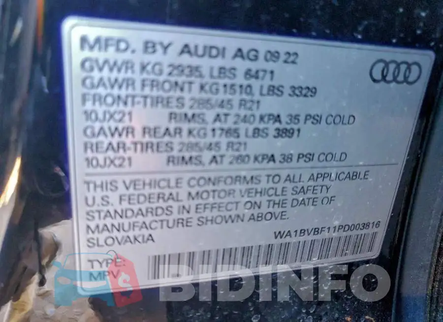 WA1BVBF11PD003816 Photo# 13