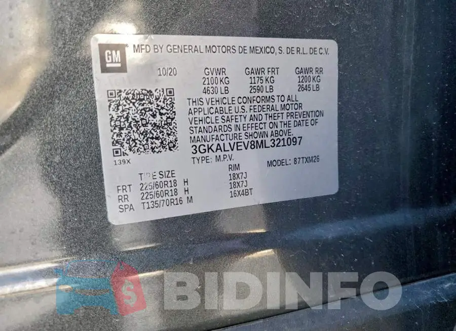 3GKALVEV8ML321097 Photo# 13