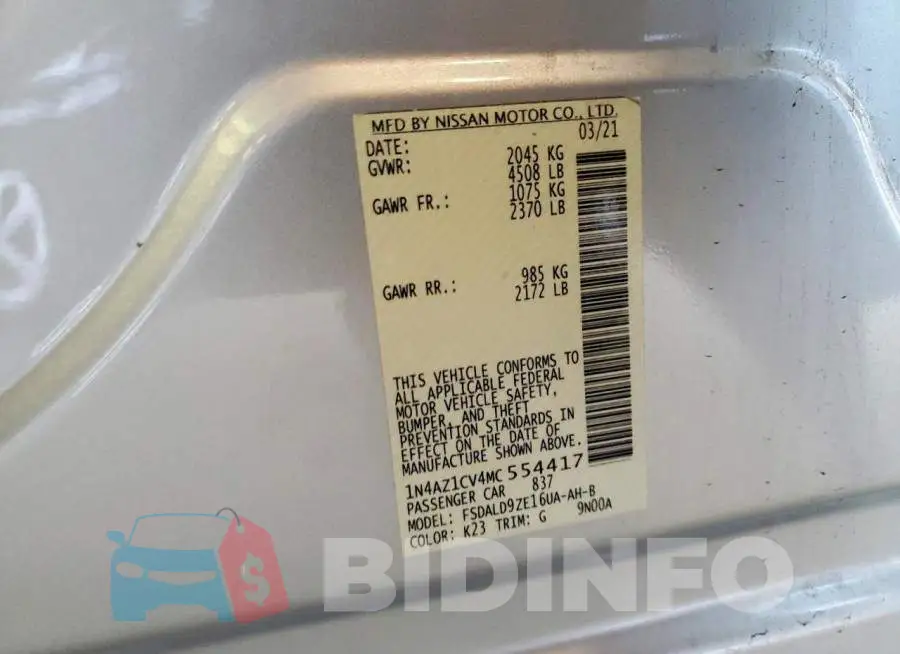 1N4AZ1CV4MC554417 Photo# 13