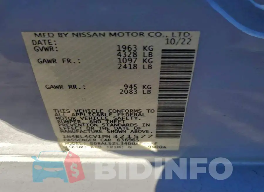 1N4BL4CV1PN321577 Photo# 13