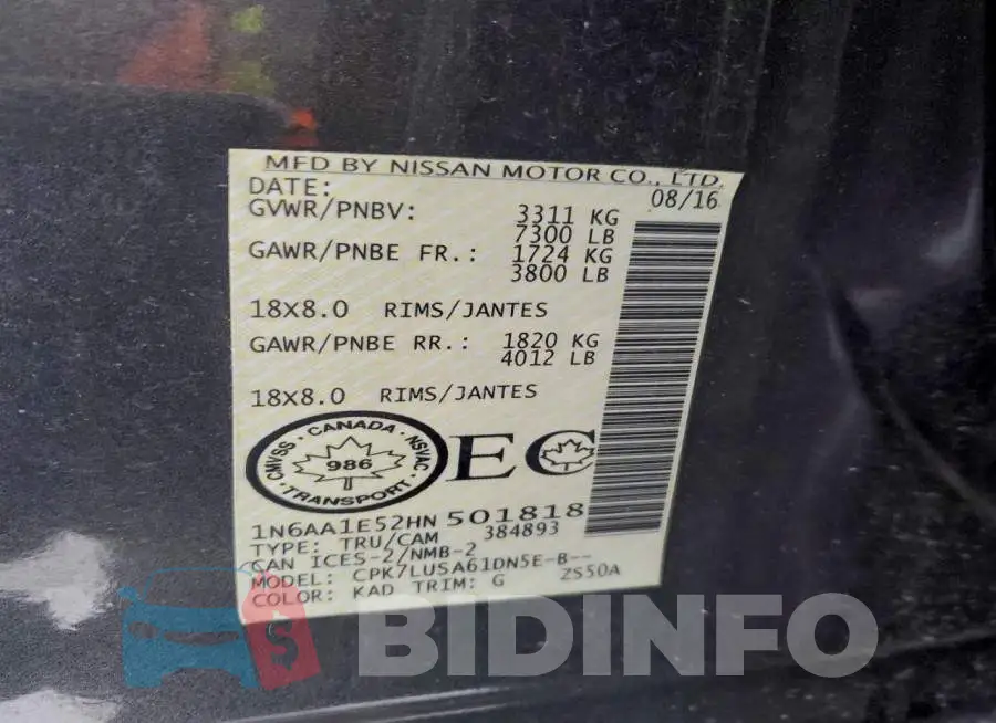 1N6AA1E52HN501818 Photo# 13