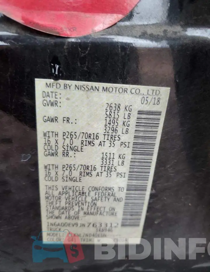 1N6AD0EV9JN763312 Photo# 13