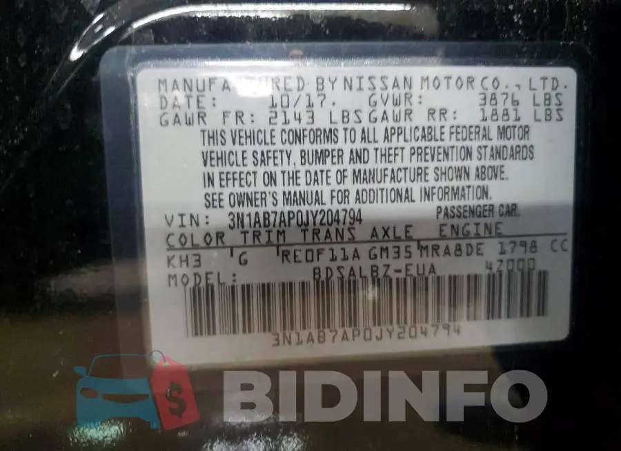 3N1AB7AP0JY204794 Photo# 13