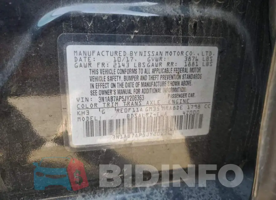 3N1AB7AP5JY206363 Photo# 12