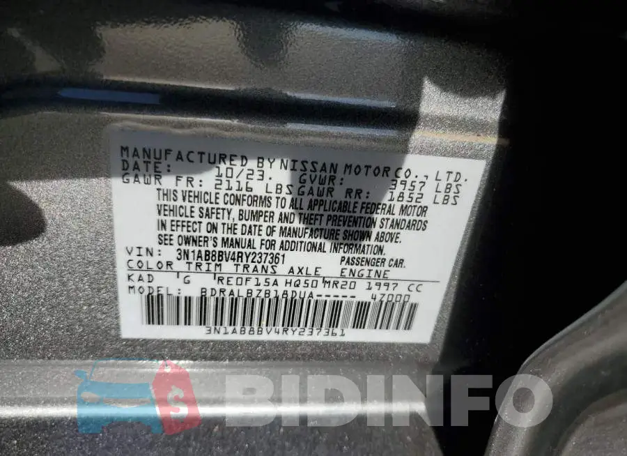 3N1AB8BV4RY237361 Photo# 12