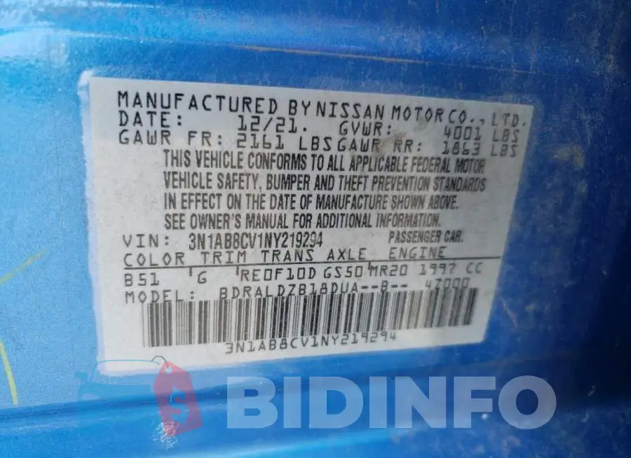 3N1AB8CV1NY219294 Photo# 12