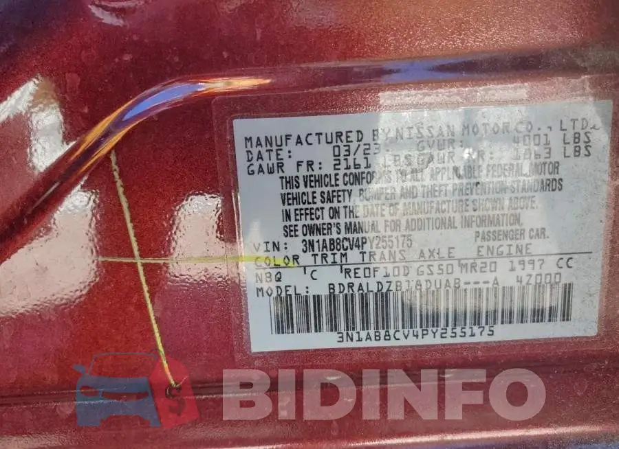 3N1AB8CV4PY255175 Photo# 12
