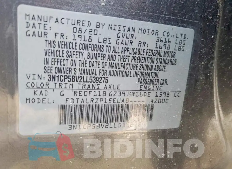 3N1CP5BV2LL539275 Photo# 14