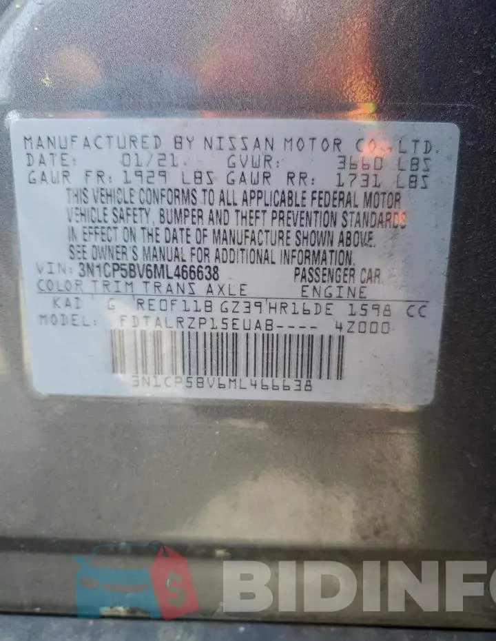 3N1CP5BV6ML466638 Photo# 13