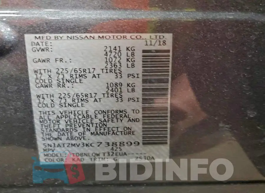 5N1AT2MV3KC738899 Photo# 14