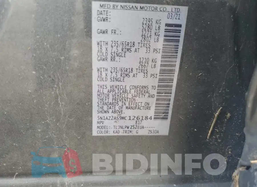 5N1AZ2AS9MC126184 Photo# 13