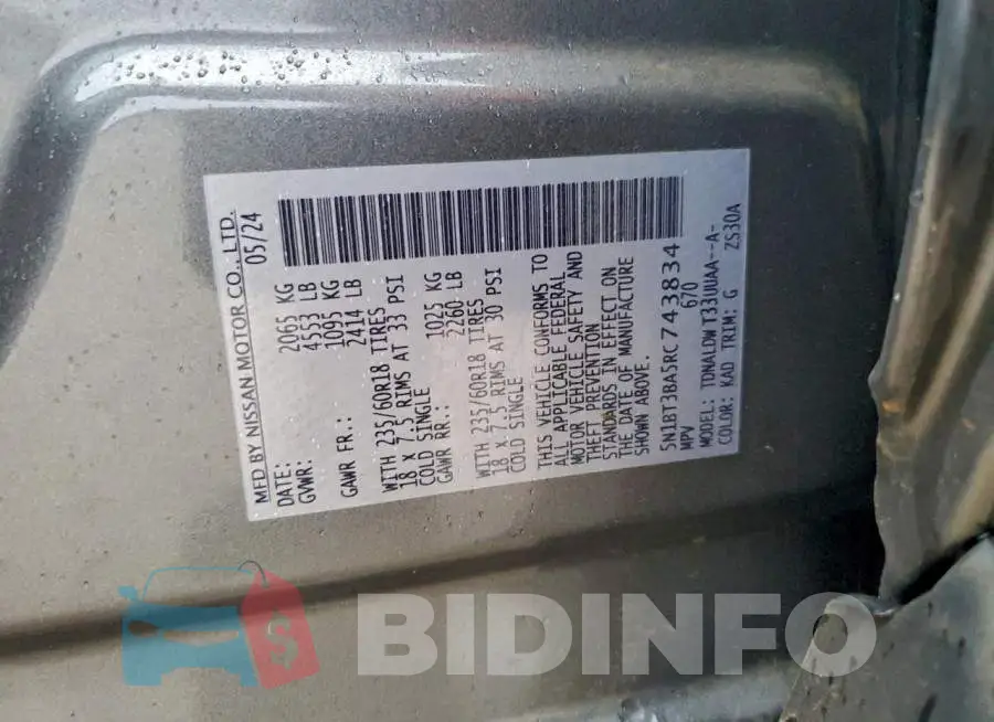 5N1BT3BA5RC743834 Photo# 13