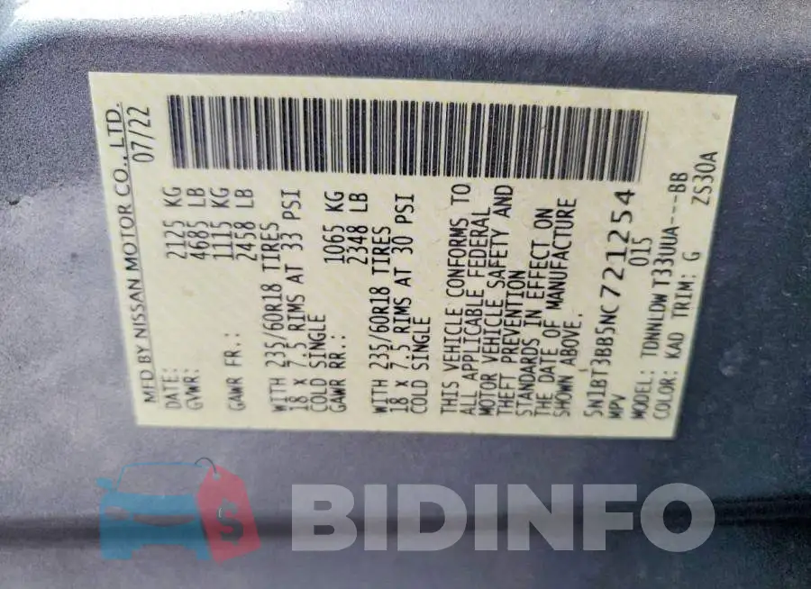 5N1BT3BB5NC721254 Photo# 13