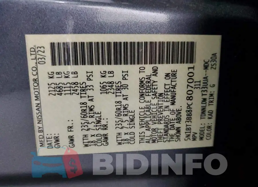 5N1BT3BB8PC807001 Photo# 13