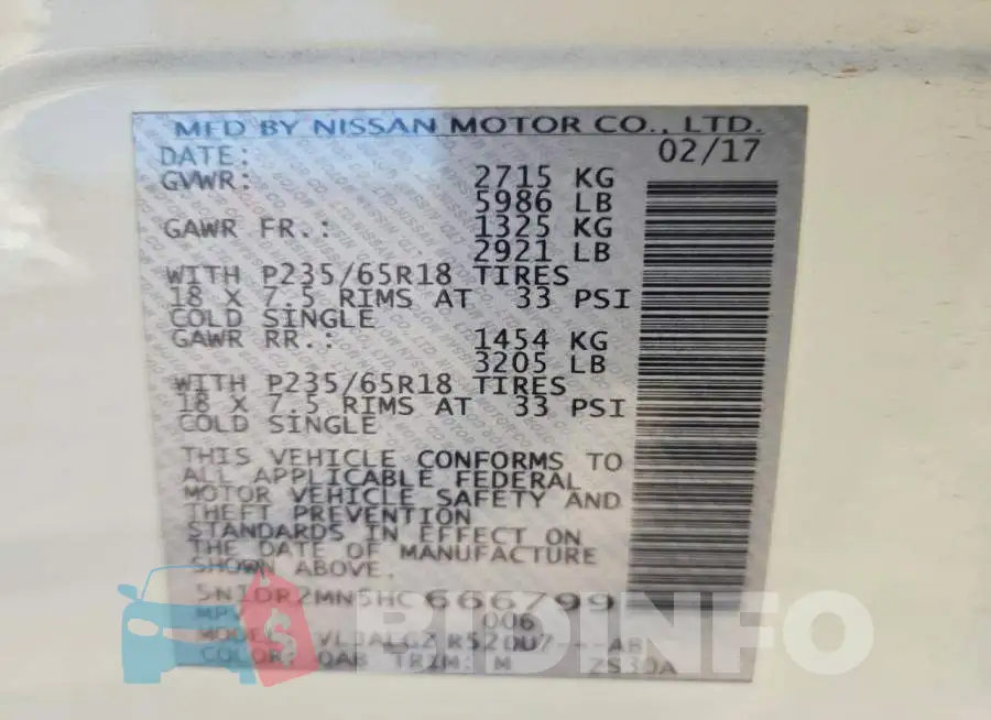 5N1DR2MN5HC666799 Photo# 14