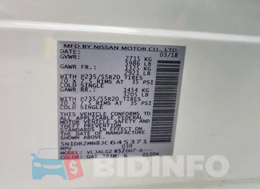 5N1DR2MN8JC645371 Photo# 14
