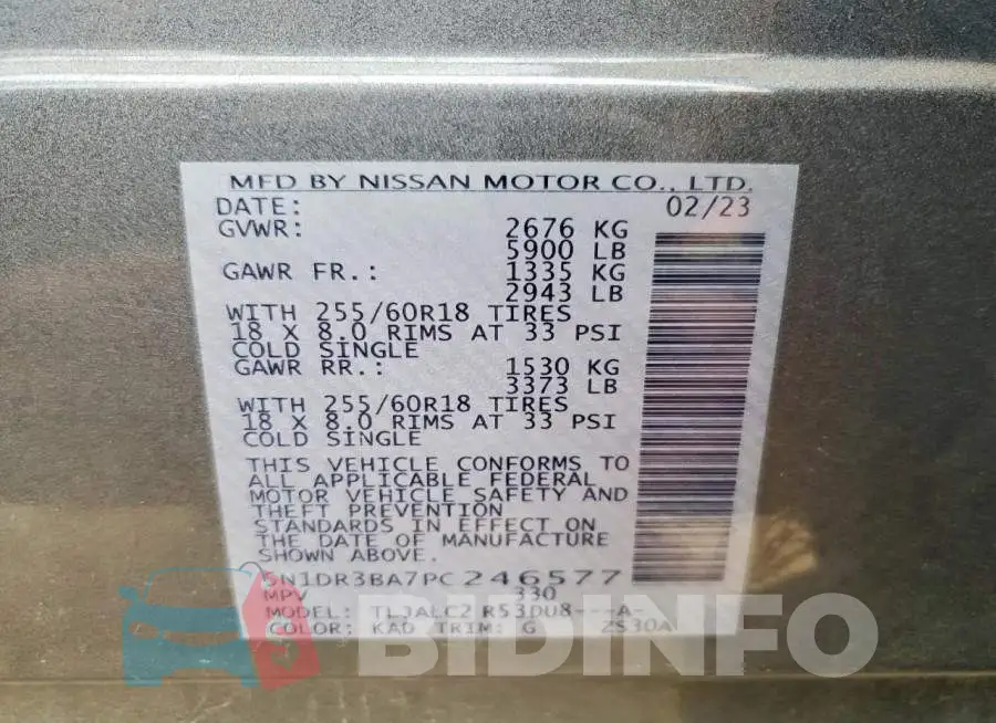 5N1DR3BA7PC246577 Photo# 13
