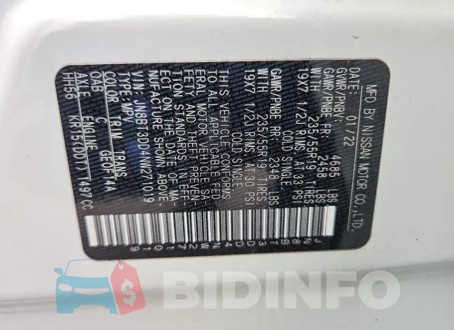JN8BT3DD4NW271019 Photo# 13