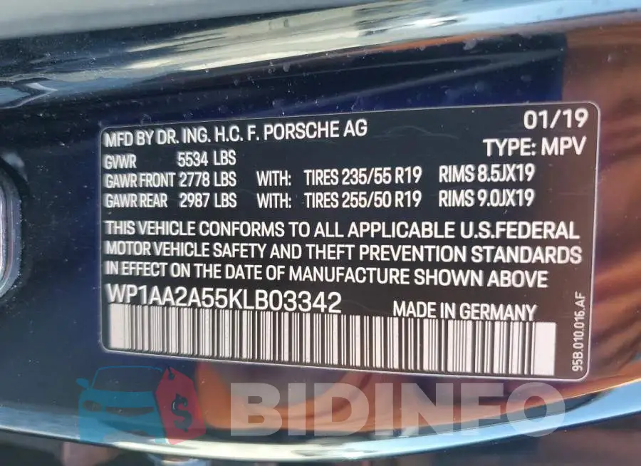 WP1AA2A55KLB03342 Photo# 13