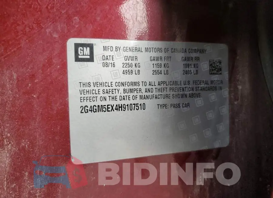 2G4GM5EX4H9107510 Photo# 12
