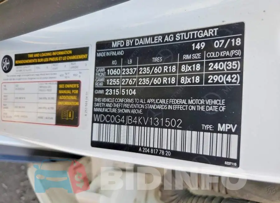 WDC0G4JB4KV131502 Photo# 12