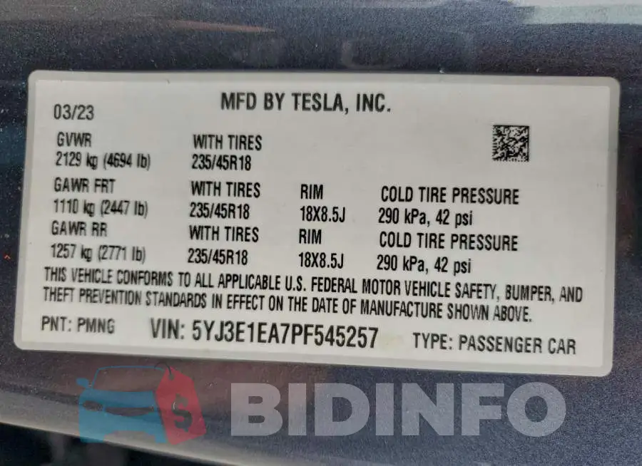 5YJ3E1EA7PF545257 Photo# 12