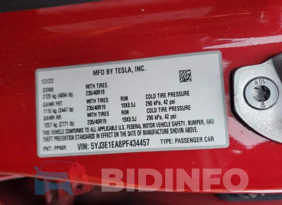 5YJ3E1EA8PF434457 Photo# 12