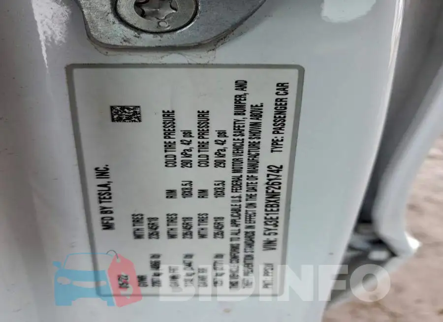 5YJ3E1EBXNF261742 Photo# 10