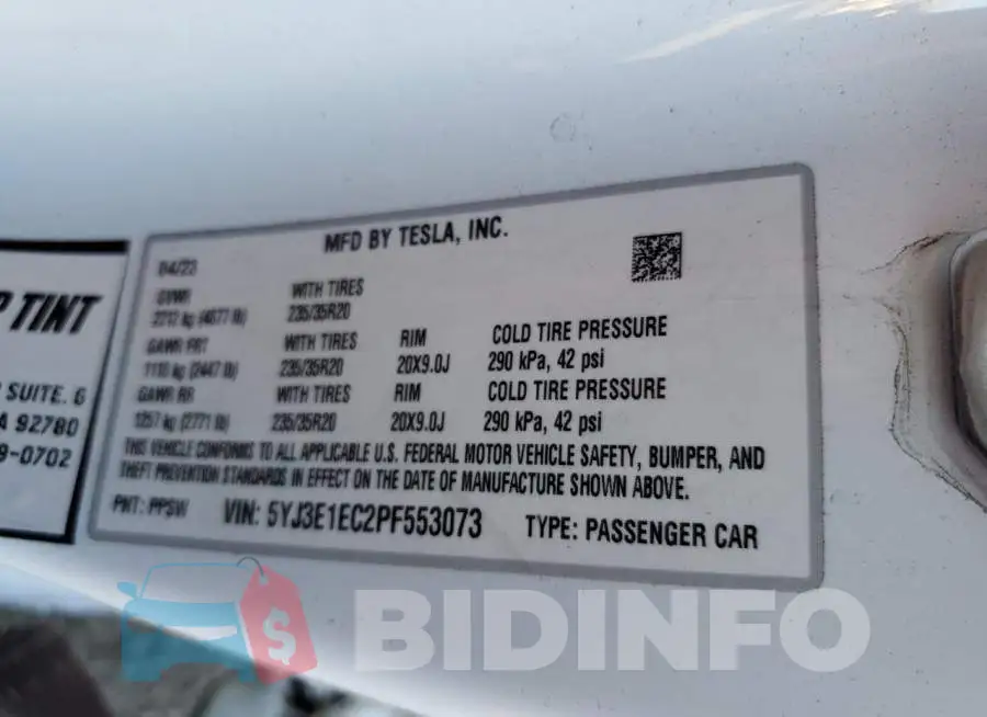 5YJ3E1EC2PF553073 Photo# 12